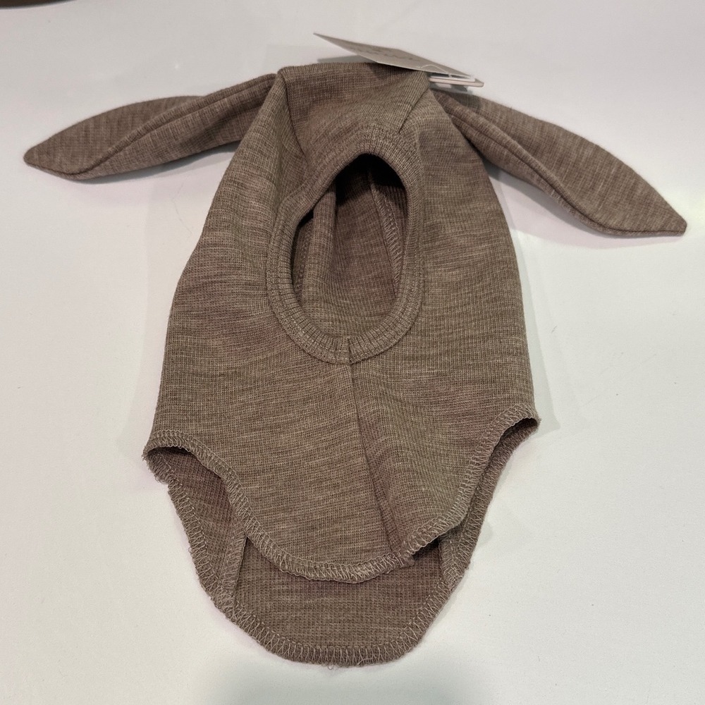Huttelihut Wool Bunny Ear Balaclava Brown Infant 0-3M 460514 NWT Hat